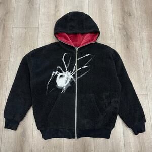 Vital Creations Spider Fleece Sherpa Zip Up Hoodie Sweater Size Large L B13
